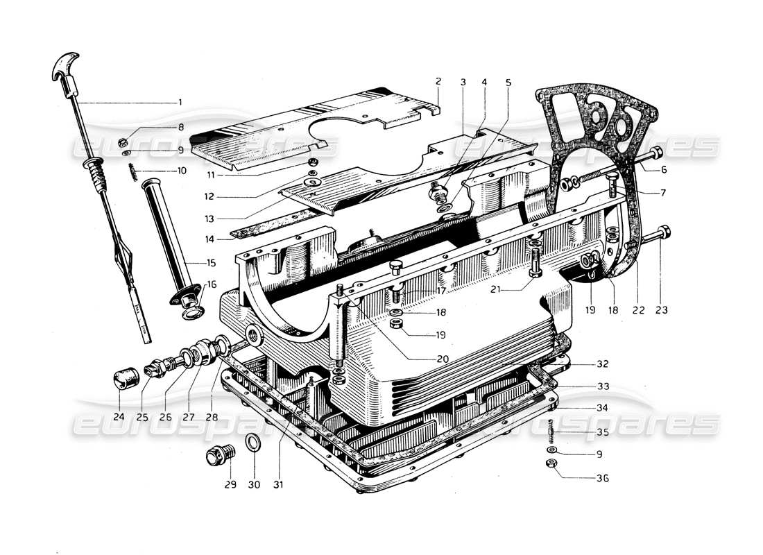 ferrari 275 gtb/gts 2 cam schema delle parti della coppa dell'olio