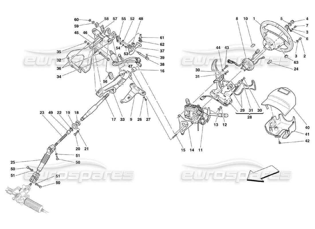 ferrari 360 challenge stradale piantone dello sterzo diagramma delle parti