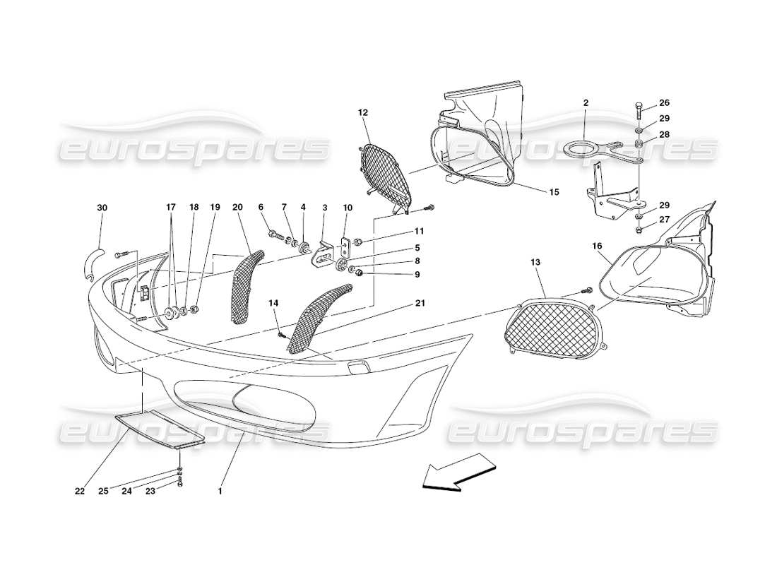 ferrari 430 challenge (2006) schema delle parti paraurti anteriore