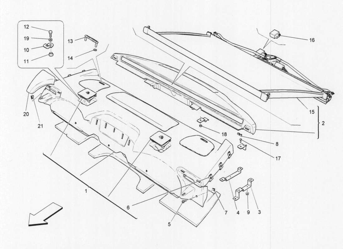 maserati qtp. v6 3.0 tds 275bhp 2017 ripiano posteriore diagramma delle parti