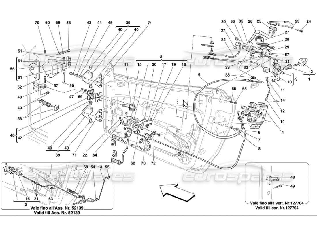 ferrari 360 modena controllo apertura ante e cerniere diagramma delle parti