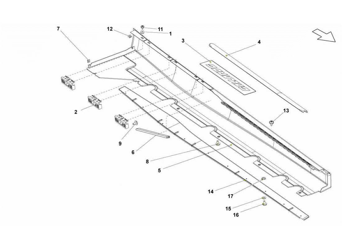 lamborghini gallardo sts ii sc diagramma della parte del membro laterale esterno