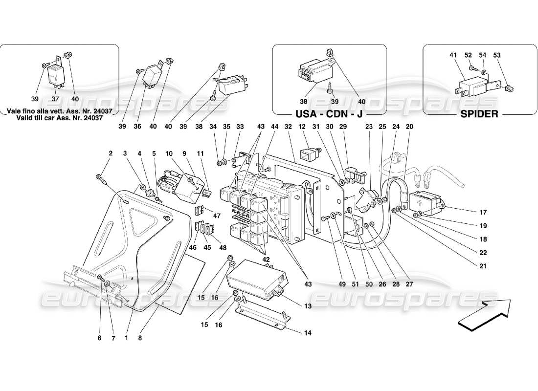 ferrari 355 (5.2 motronic) quadri elettrici - abitacolo passeggeri diagramma delle parti