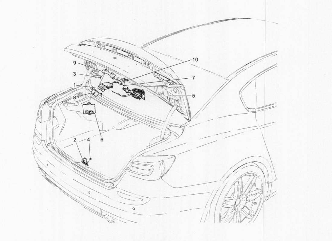 maserati qtp. v6 3.0 tds 275bhp 2017 schema delle parti del controllo dell'apertura del cofano posteriore