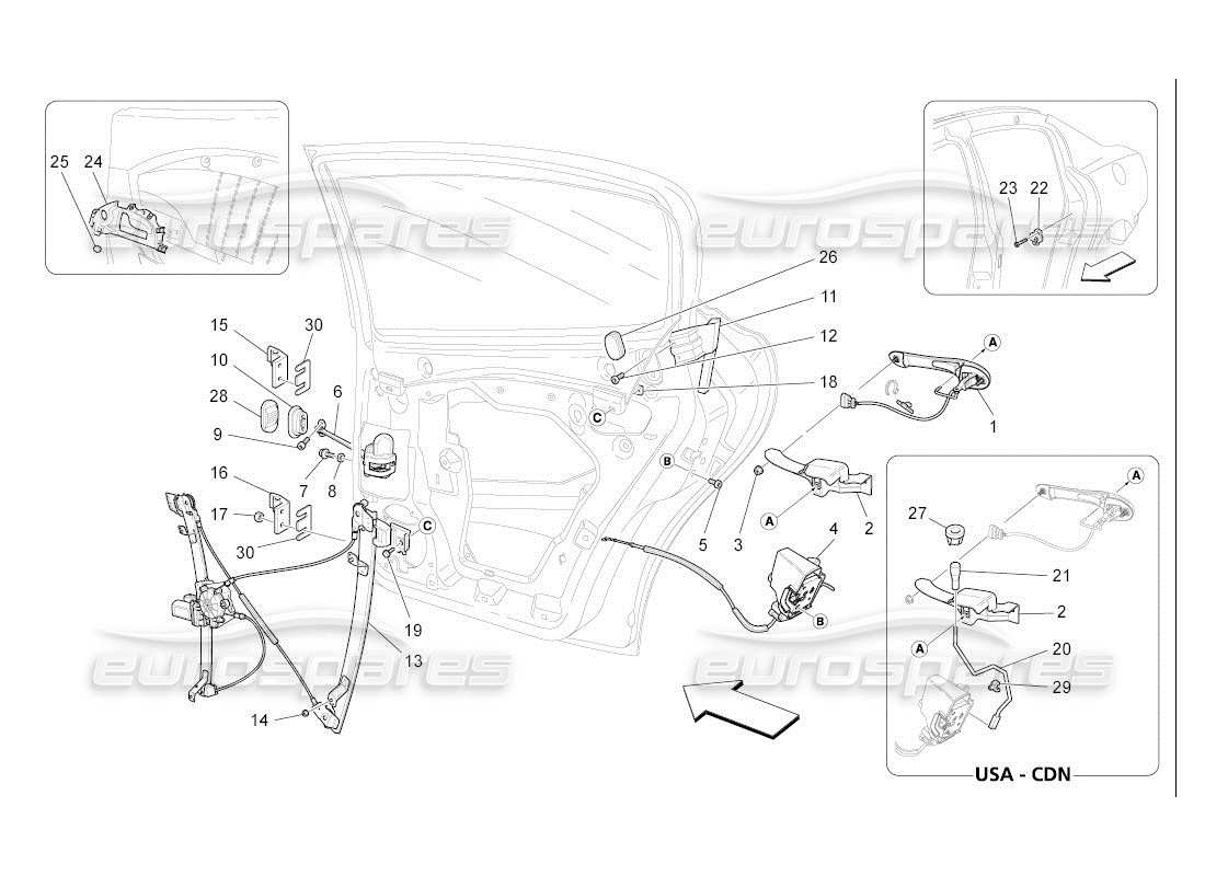 maserati qtp. (2007) 4.2 auto porte posteriori: meccanismi schema particolare