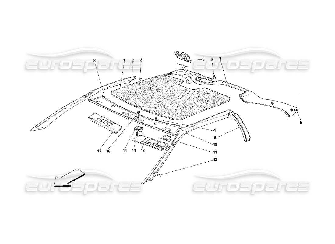 ferrari 348 (2.7 motronic) finiture del tetto diagramma delle parti