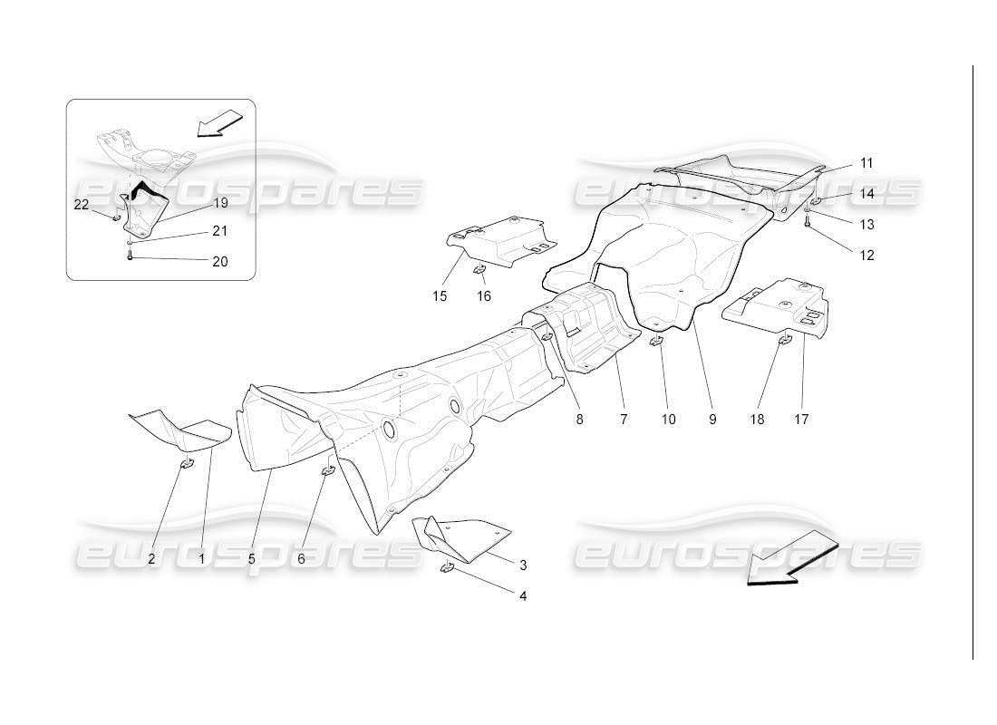 maserati qtp. (2007) 4.2 auto pannelli isolanti termici all'interno del diagramma delle parti del veicolo