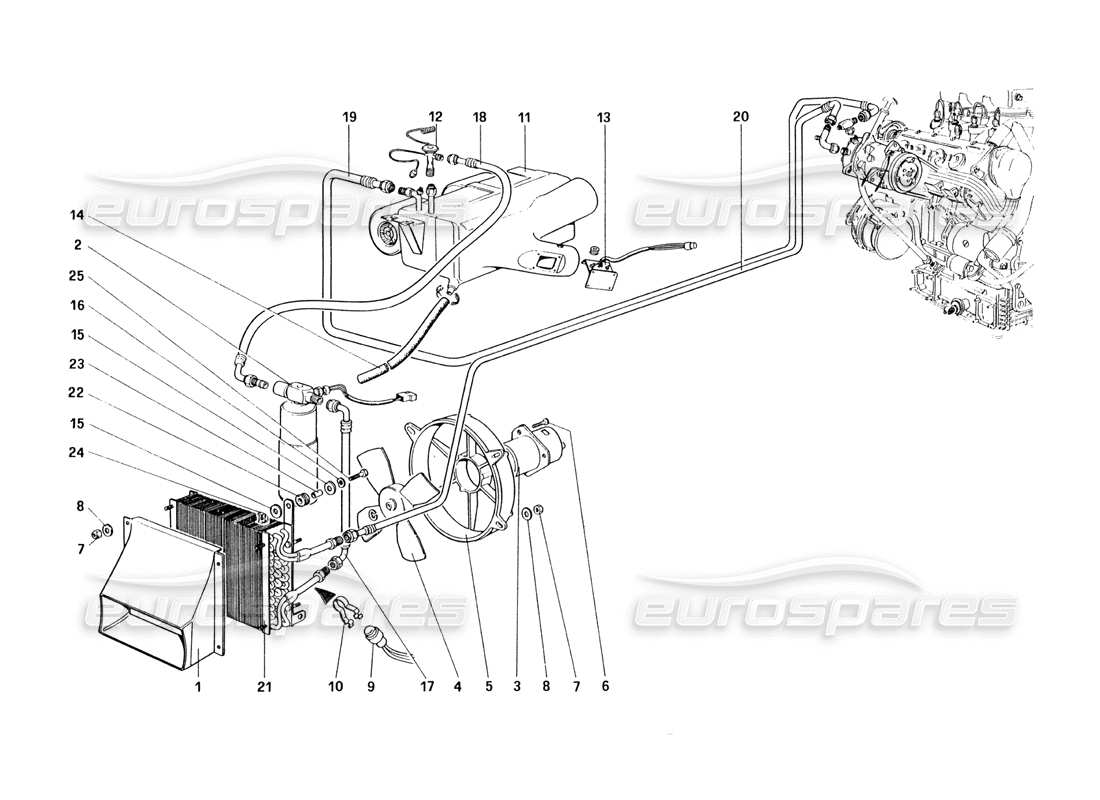 ferrari 328 (1985) diagramma delle parti del sistema di climatizzazione
