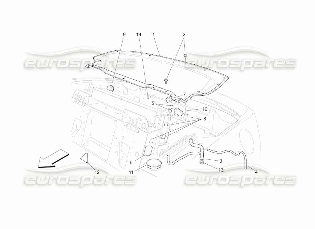 maserati grancabrio (2010) 4.7 capote elettrica: diagramma delle parti dell'alloggiamento superiore