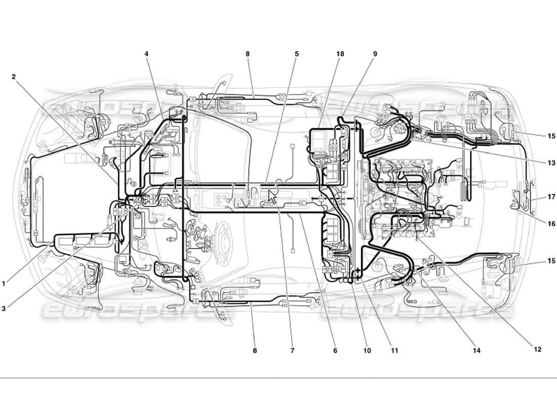 ferrari 360 modena schema delle parti dell'impianto elettrico