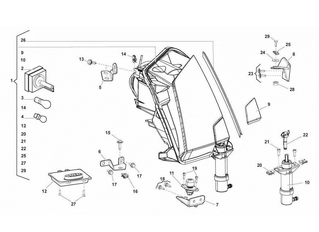 lamborghini gallardo lp560-4s update diagramma delle parti delle luci