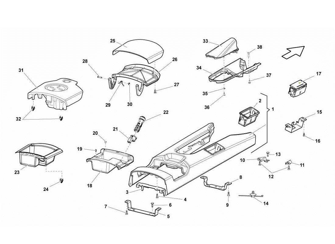 lamborghini gallardo lp560-4s update tunnel posteriore diagramma delle parti