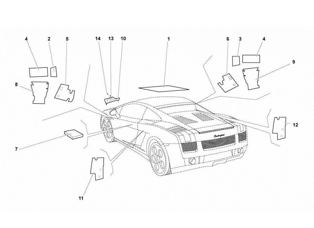 lamborghini gallardo lp570-4s perform isolamenti e insonorizzazione diagramma delle parti