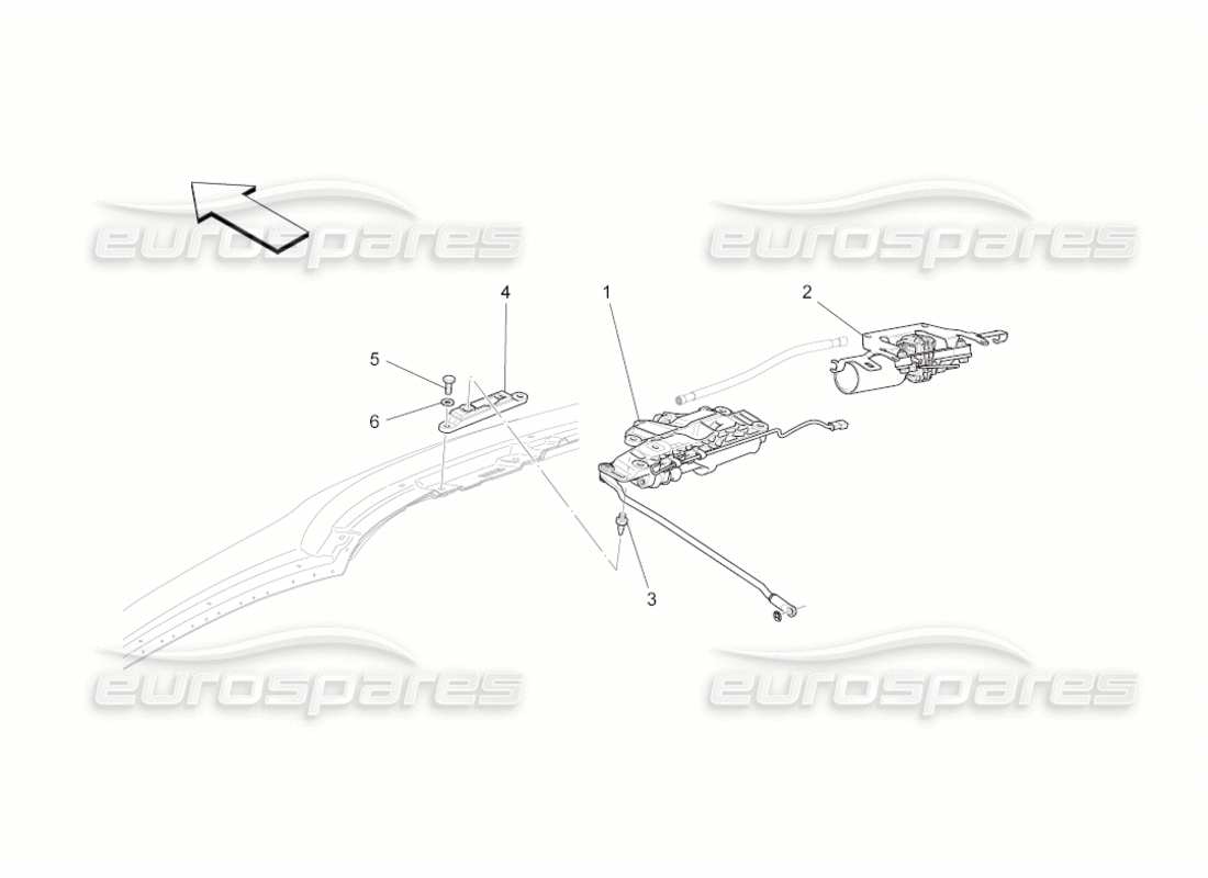 maserati grancabrio (2011) 4.7 capote elettriche: chiusure e microinterruttori diagramma delle parti