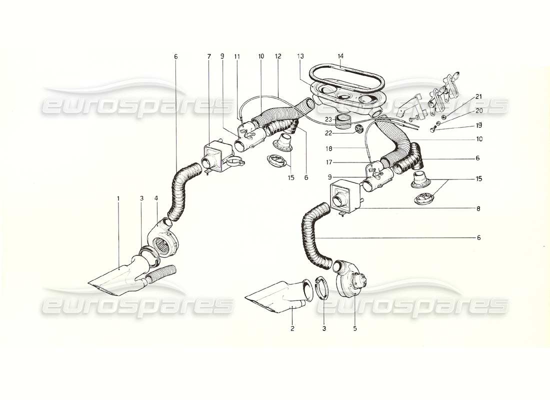 ferrari 308 gt4 dino (1976) sistema di riscaldamento diagramma delle parti