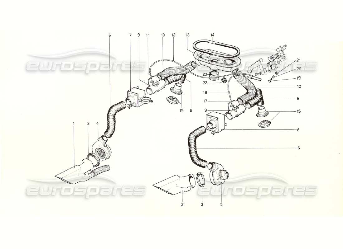 ferrari 308 gt4 dino (1976) schema delle parti del sistema di riscaldamento