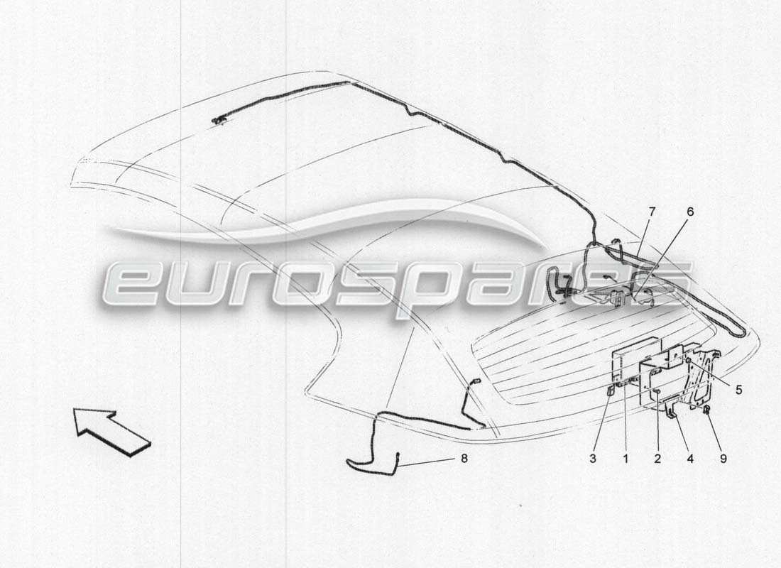 maserati grancabrio mc centenario impianto elettrico: schema delle parti del controllo elettronico