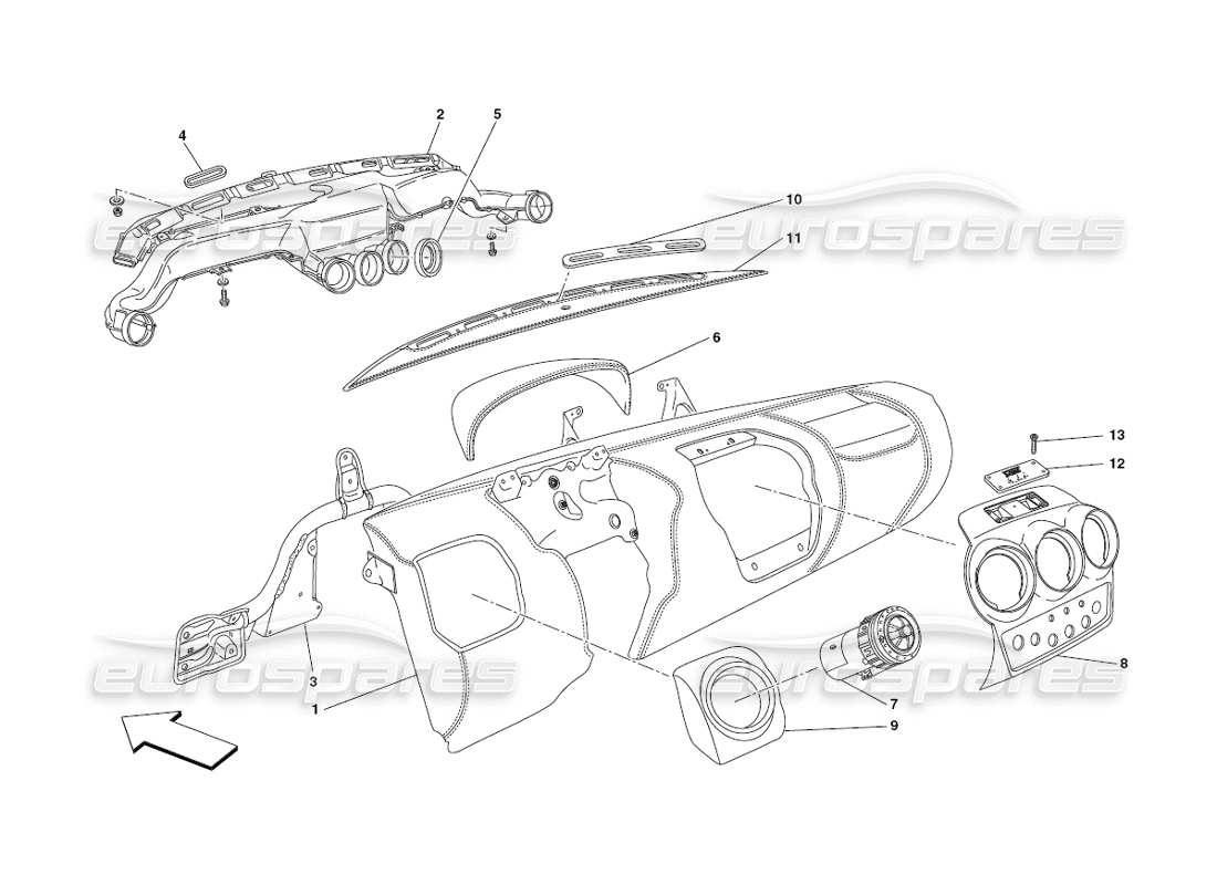 ferrari 430 challenge (2006) pannello di controllo diagramma delle parti