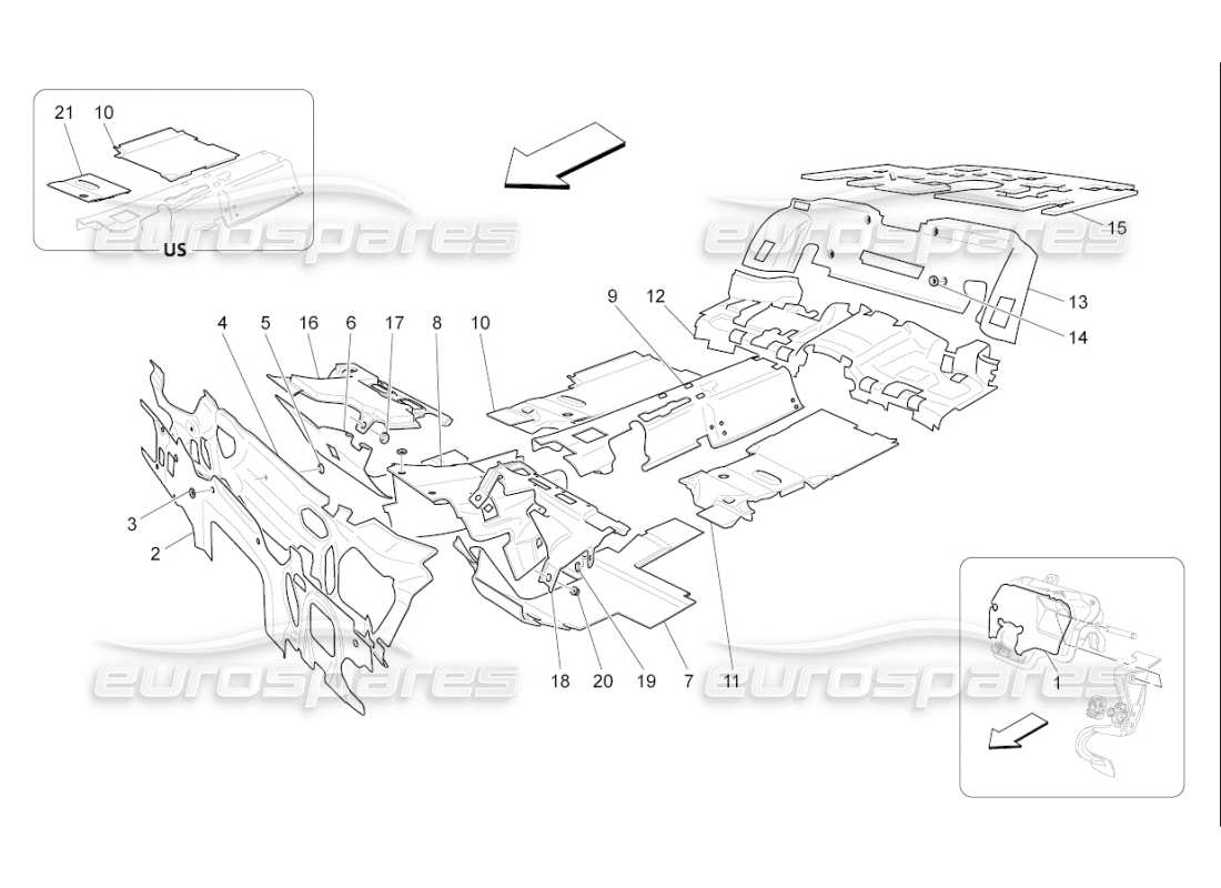 maserati qtp. (2007) 4.2 f1 pannelli insonorizzati all'interno del diagramma delle parti del veicolo