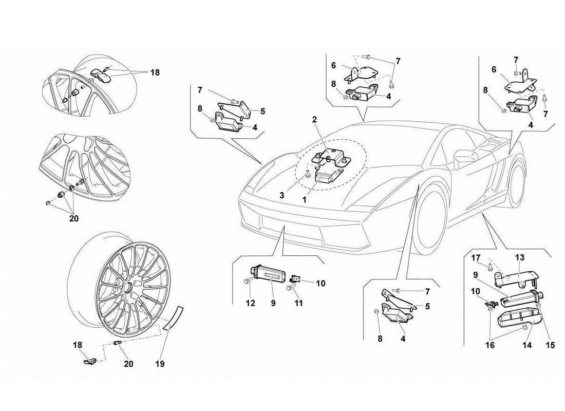 lamborghini gallardo lp560-4s update diagramma delle parti del sistema tpms