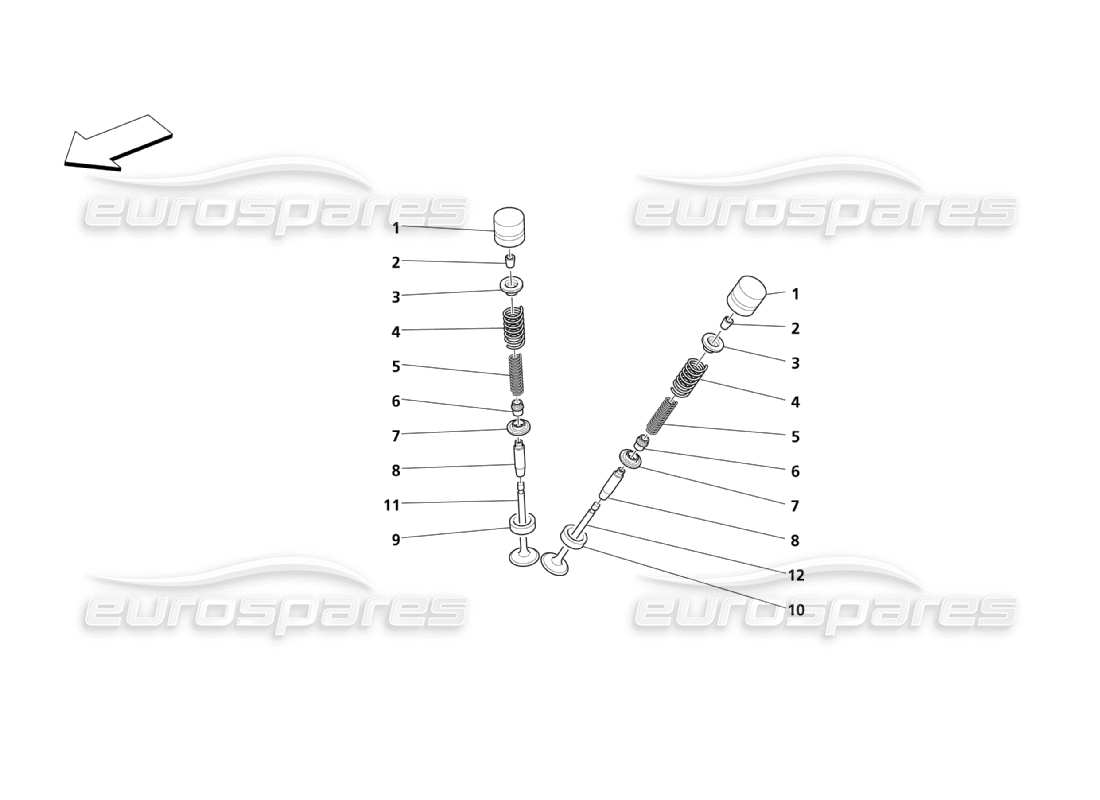 maserati qtp. (2003) 4.2 diagramma delle parti delle valvole