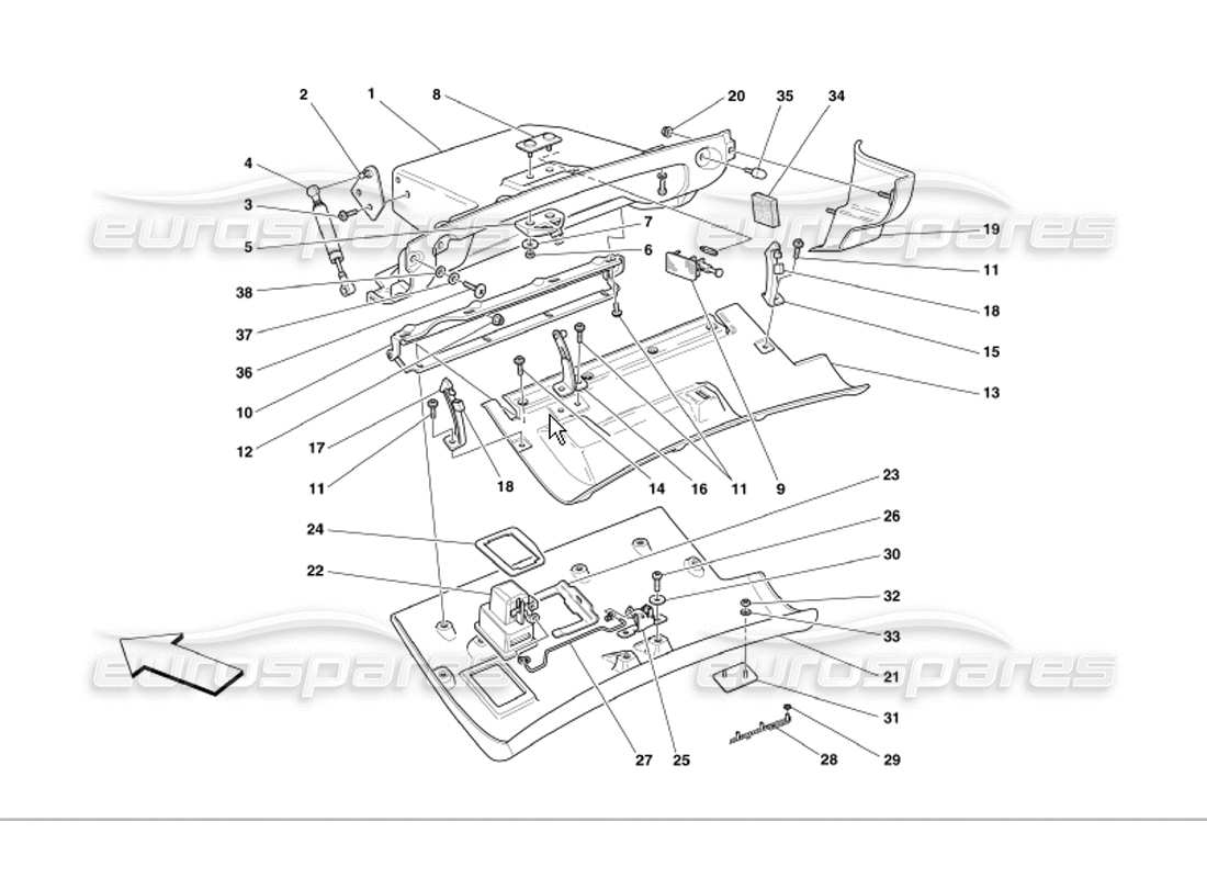 ferrari 360 modena cassetto del cruscotto diagramma delle parti