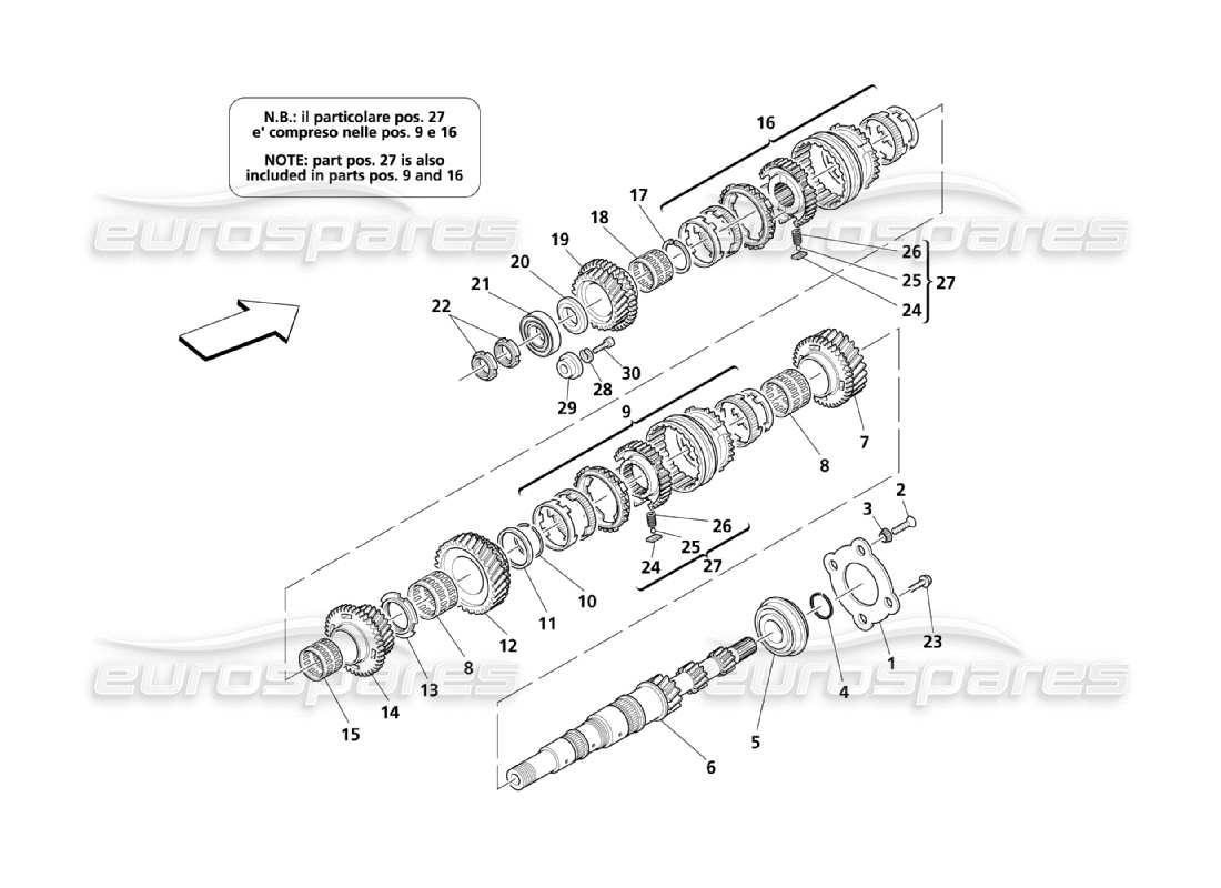 maserati qtp. (2003) 4.2 ingranaggi dell'albero principale diagramma delle parti