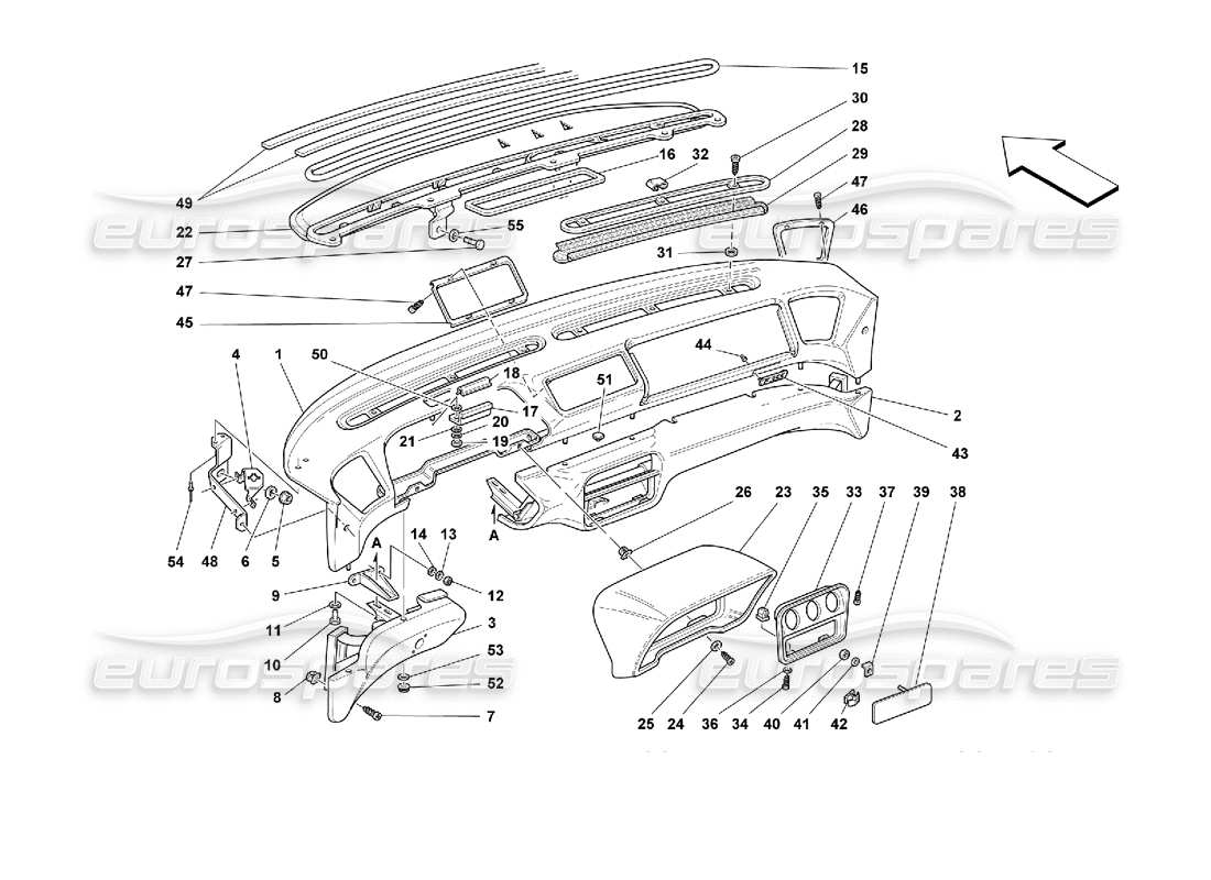 ferrari 355 (2.7 motronic) diagramma delle parti del cruscotto