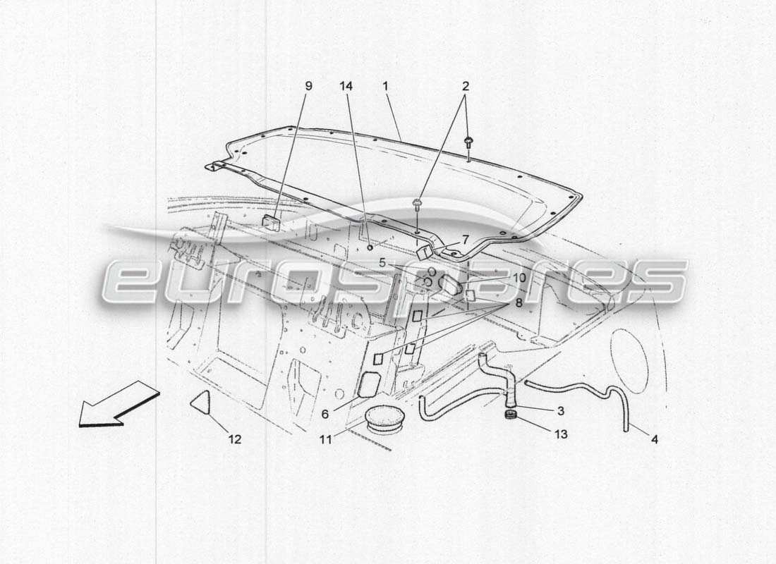 maserati grancabrio mc centenario impianto elettrico: diagramma delle parti dell'alloggiamento superiore