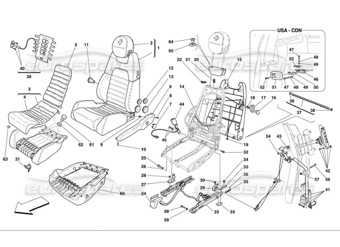 ferrari 360 modena diagramma delle parti delle cinture di sicurezza del sedile manuale