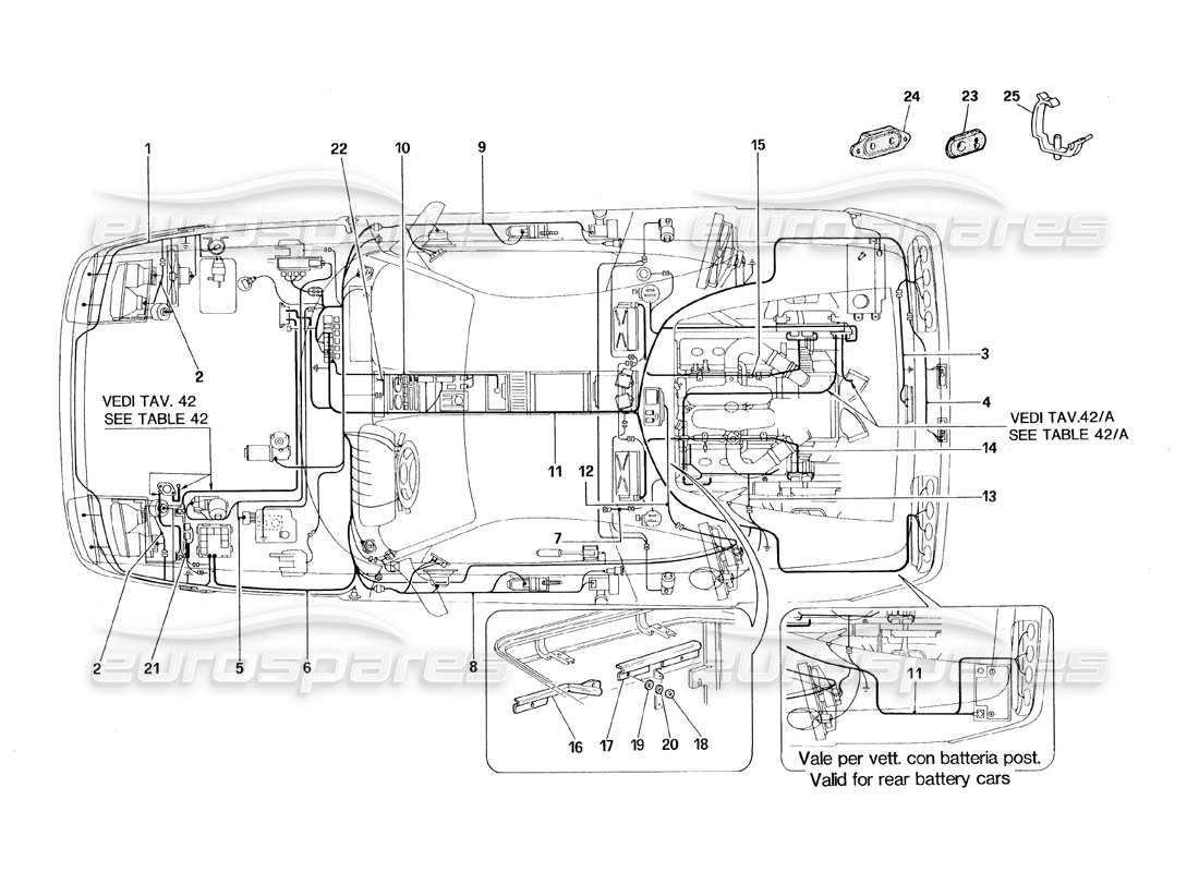 ferrari 348 (1993) tb / ts sistema elettrico diagramma delle parti