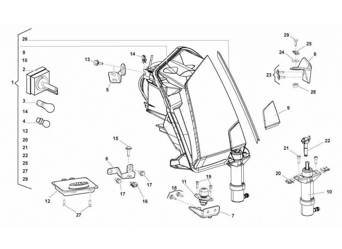 lamborghini gallardo sts ii sc diagramma delle parti delle luci