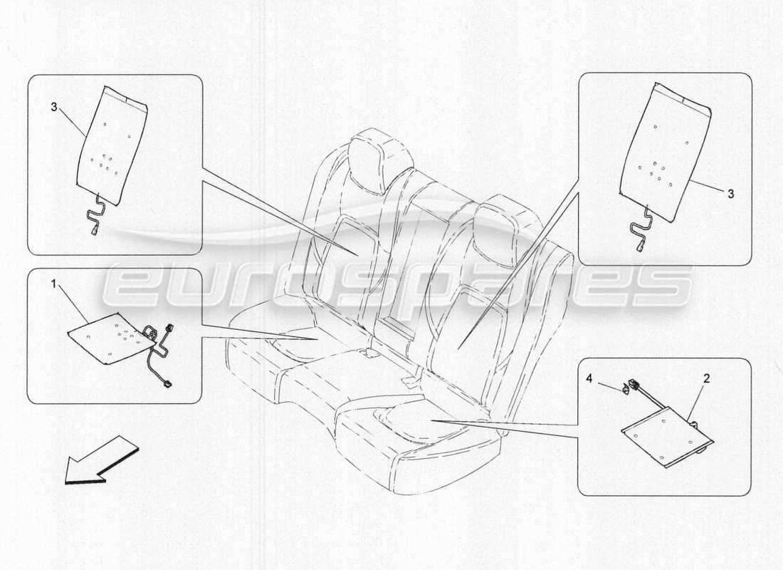 maserati qtp. v8 3.8 530bhp 2014 auto sedili posteriori: meccanica ed elettronica schema delle parti