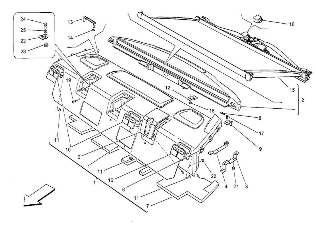 maserati qtp. v8 3.8 530bhp 2014 ripiano posteriore diagramma delle parti