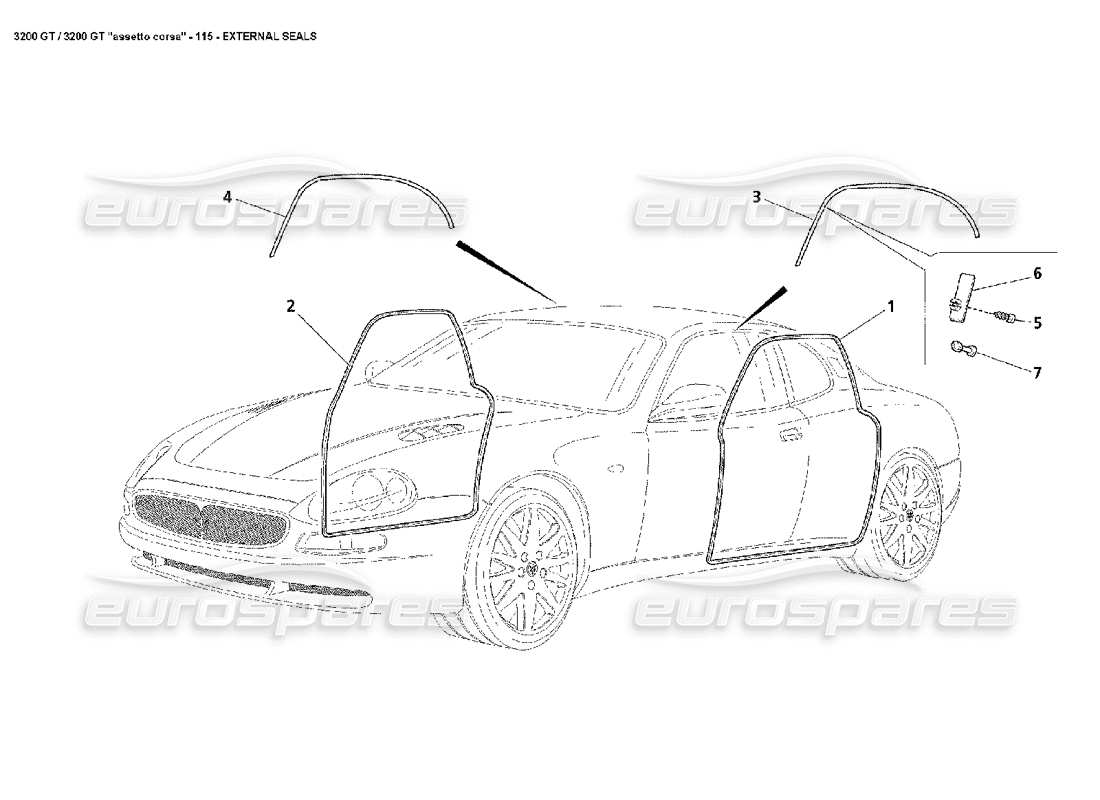 maserati 3200 gt/gta/assetto corsa guarnizioni esterne diagramma delle parti