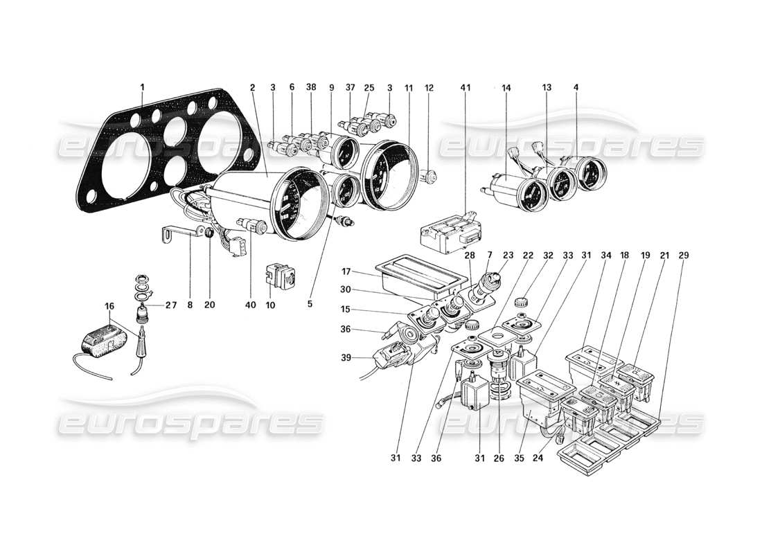 ferrari 328 (1985) strumenti e accessori diagramma delle parti