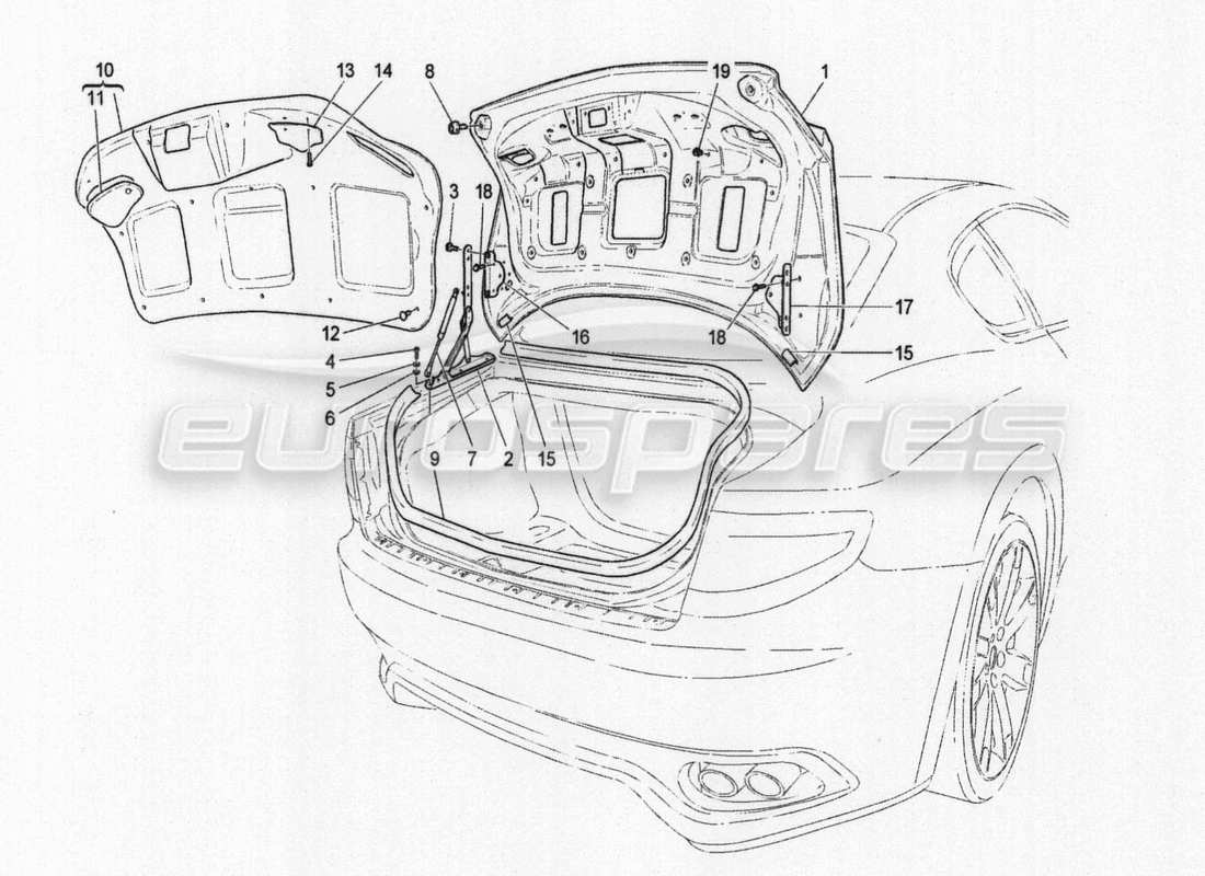 maserati granturismo special edition schema delle parti del coperchio posteriore