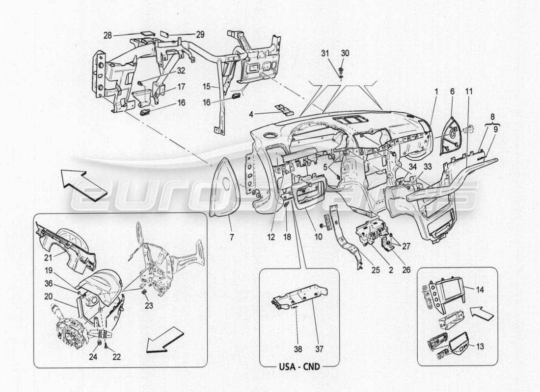 maserati granturismo special edition diagramma delle parti dell'unità del cruscotto