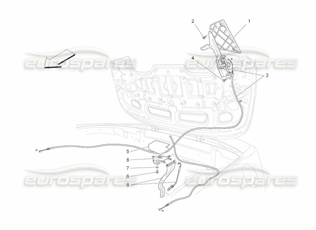 maserati grancabrio (2011) 4.7 capote elettrica: diagramma delle parti dei flap