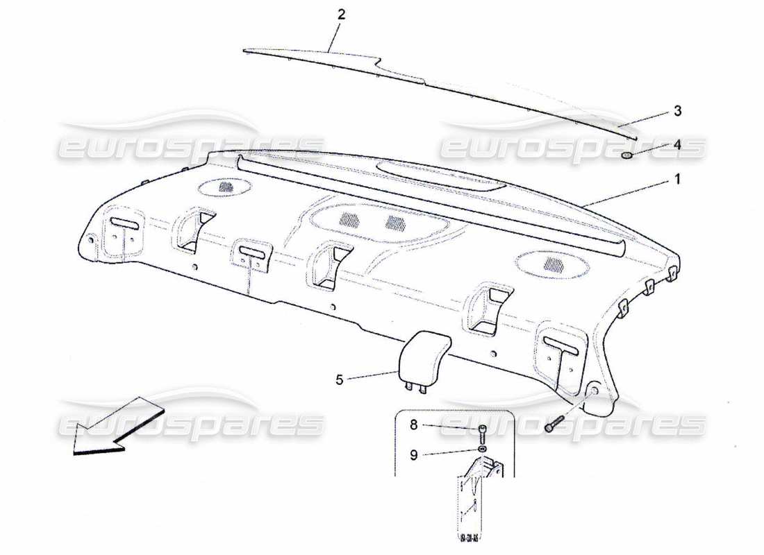 maserati qtp. (2010) 4.7 ripiano posteriore diagramma delle parti