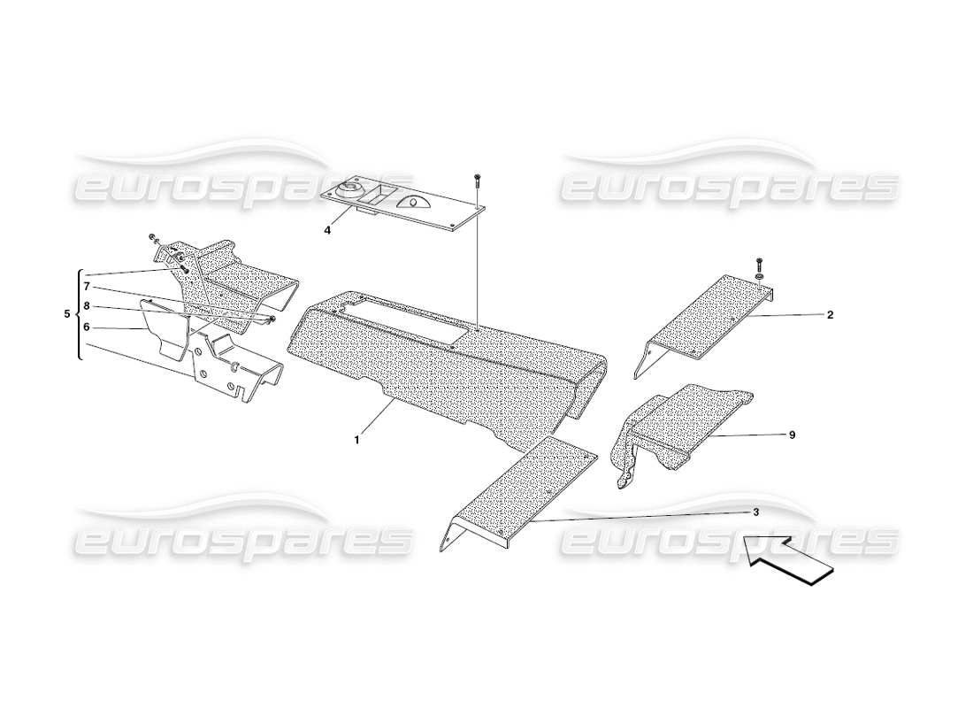 ferrari 430 challenge (2006) tunnel - struttura e accessori diagramma delle parti