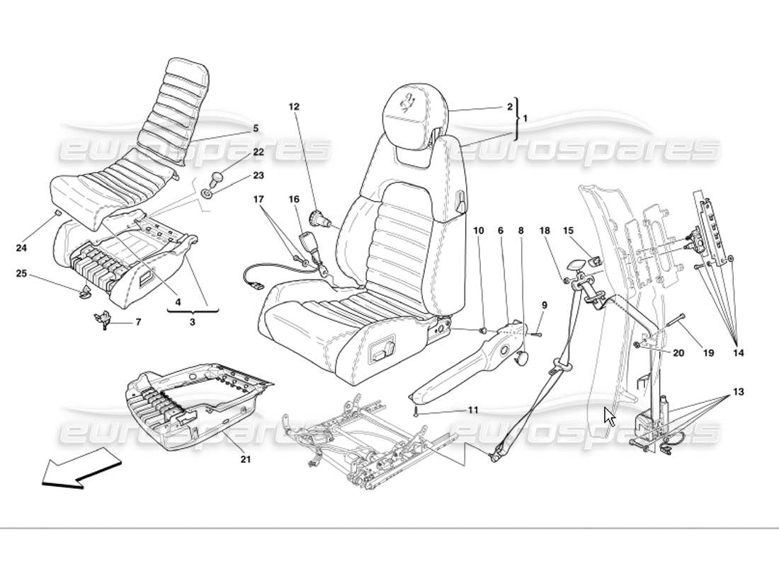 ferrari 360 modena cinture di sicurezza elettriche diagramma delle parti