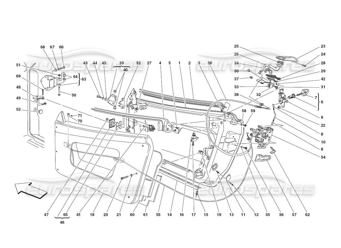 ferrari 430 challenge (2006) porte - schema parte struttura e rivestimenti