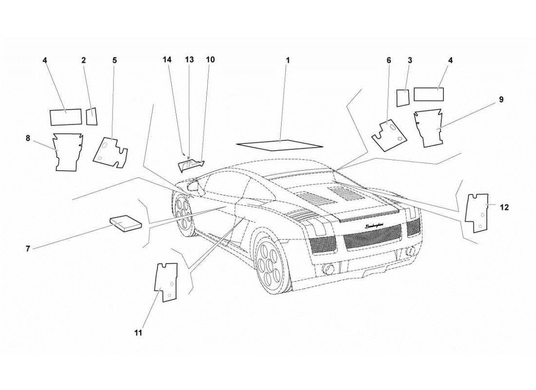 lamborghini gallardo sts ii sc isolamenti e insonorizzazione diagramma delle parti