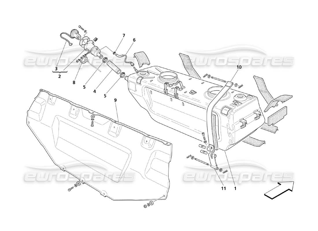 maserati qtp. (2003) 4.2 diagramma delle parti dei serbatoi di carburante