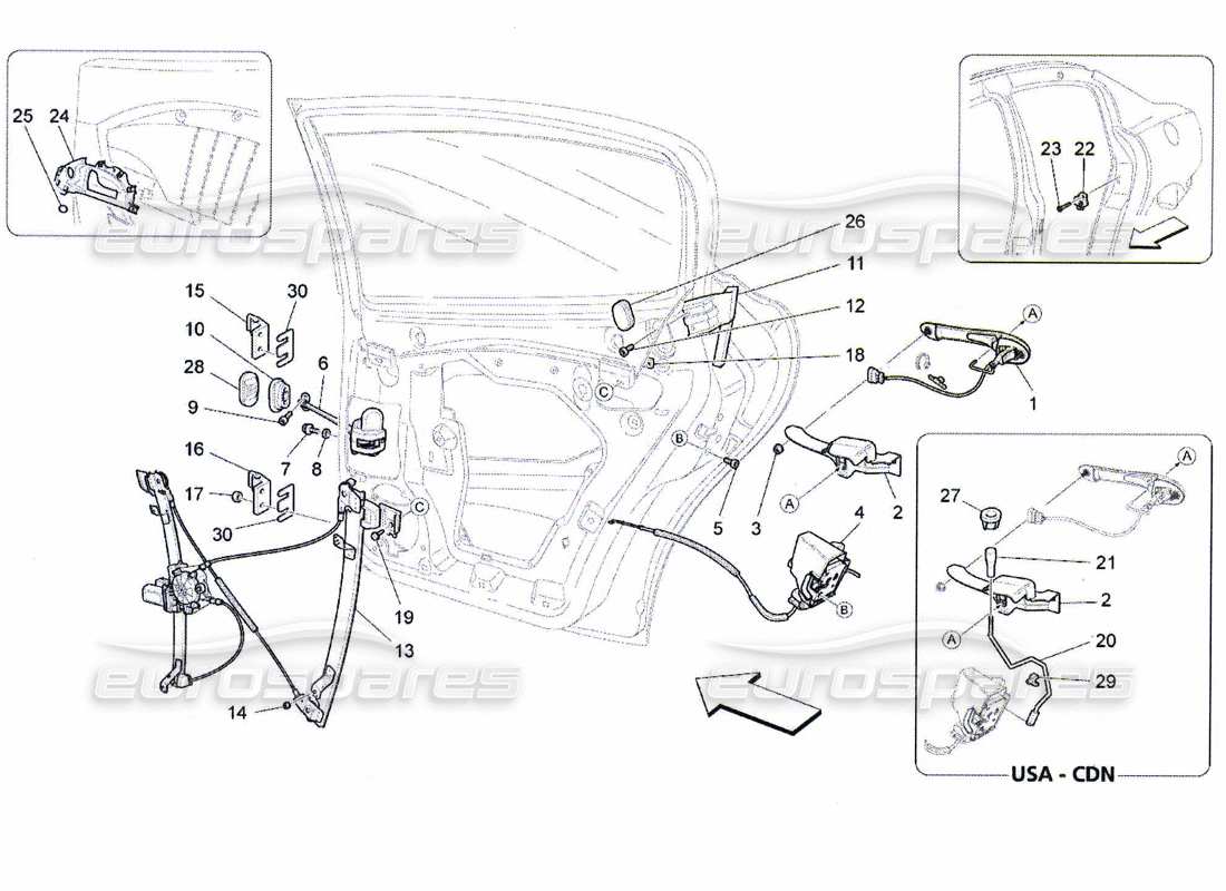 maserati qtp. (2010) 4.7 porte posteriori: meccanismi schema particolare