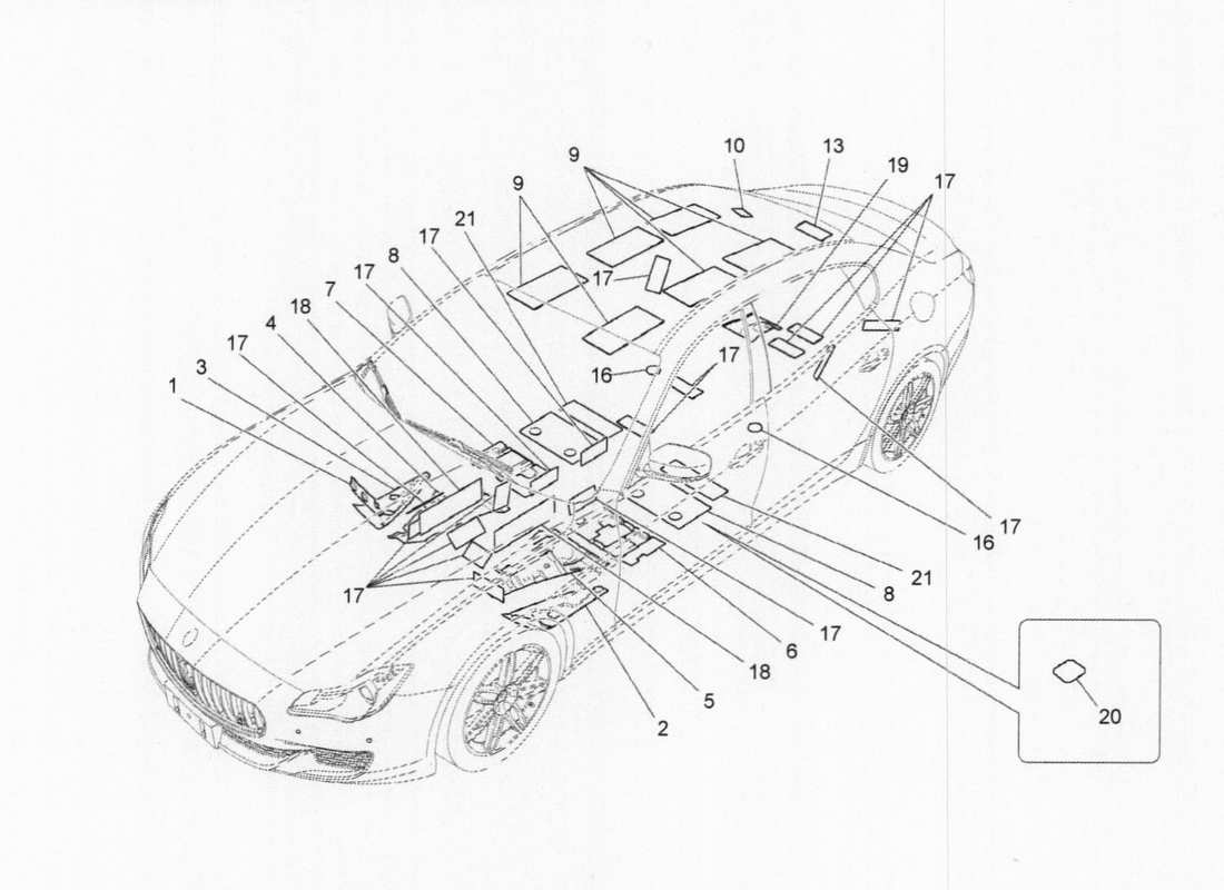 maserati qtp. v6 3.0 bt 410bhp 2015 diagramma delle parti dell'isolamento termico