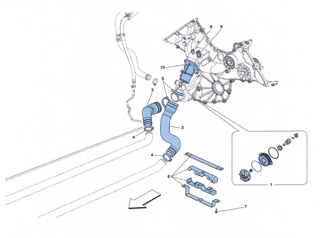 ferrari 458 challenge raffreddamento - pompa acqua diagramma delle parti