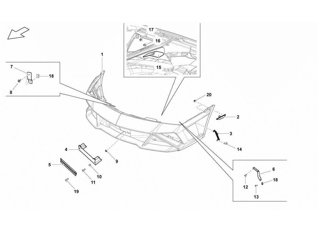 lamborghini gallardo sts ii sc schema delle parti del paraurti anteriore