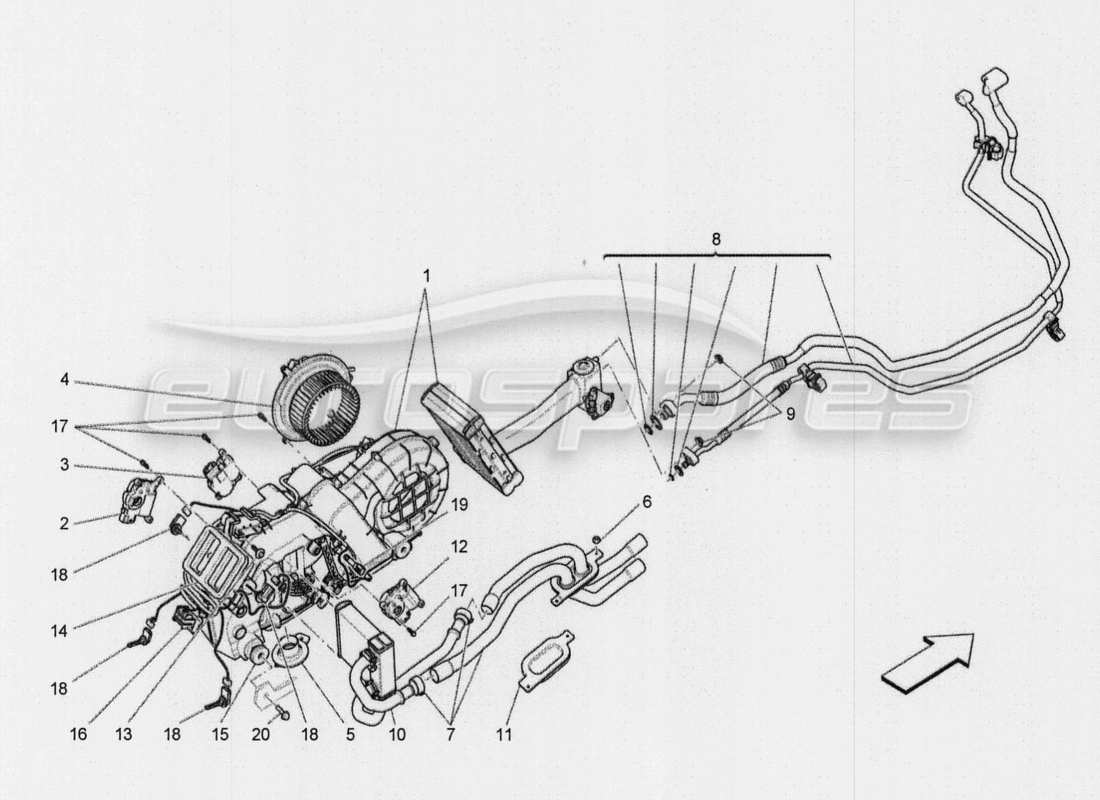 maserati qtp. v8 3.8 530bhp auto 2015 unità a c: diagramma delle parti del controllo elettronico